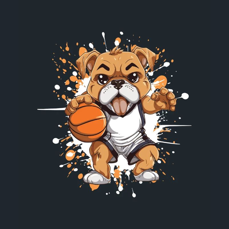 Bouledogue de basket-ball dans le style comique