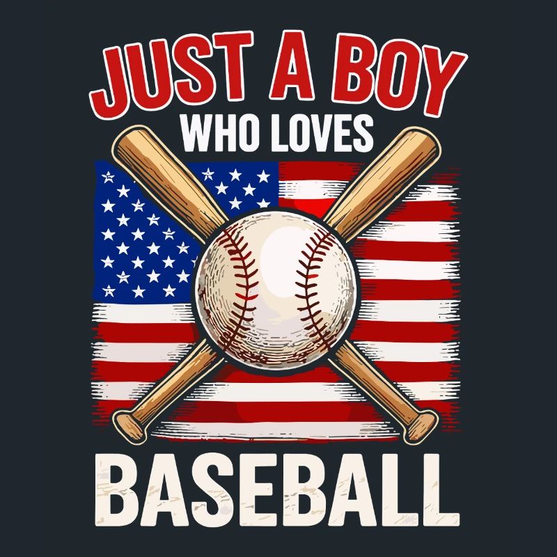 Boy loves baseball and flag
