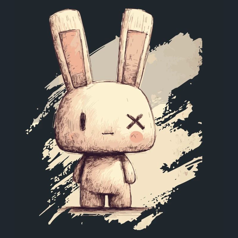 Cute rabbit with X-eyes