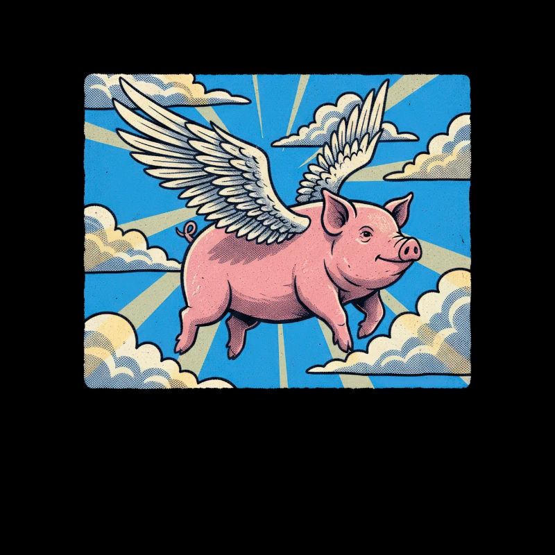 Vol des cochons dans le faisceau de nuages