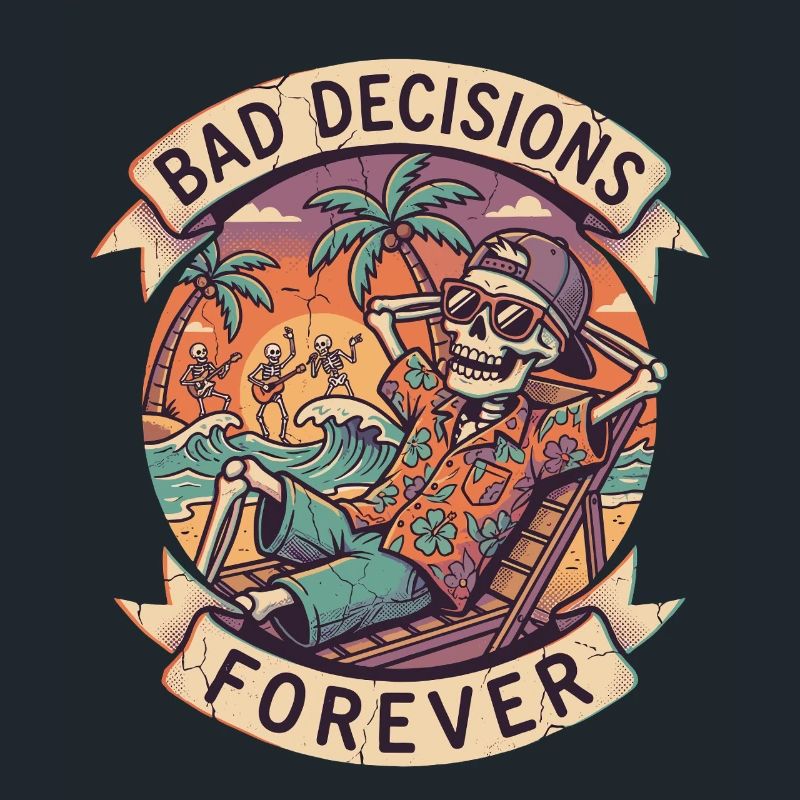 Skeleton Beach Humor Graphic