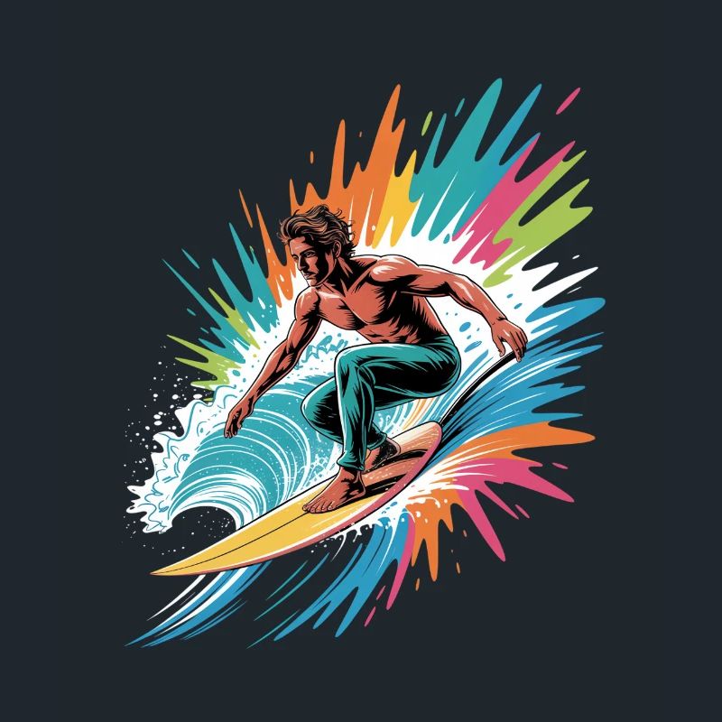 Bunter Surfer Wasserfarben Spritzer Graffiti