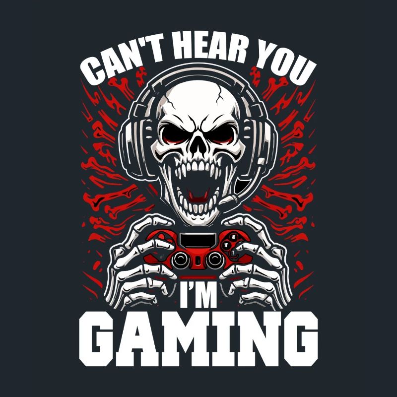 Skull with Gaming Controller Gamer Gaming