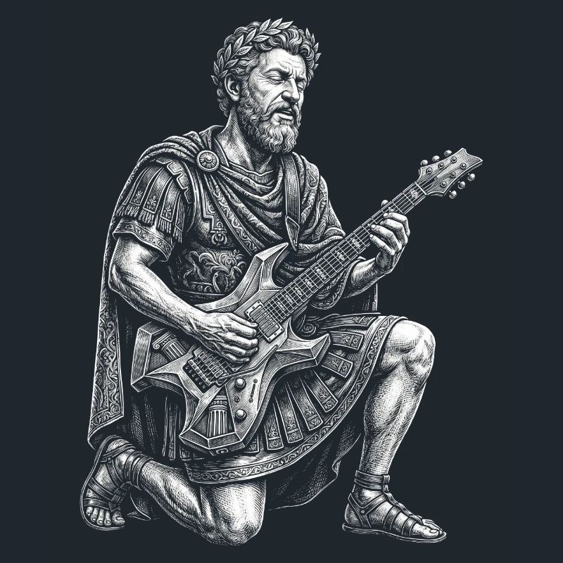Marcus Aurelius joue de la guitare