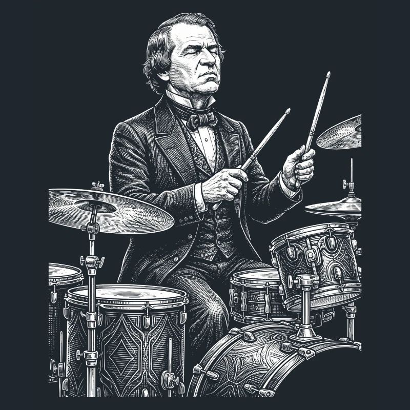 Andrew Johnson plays drums