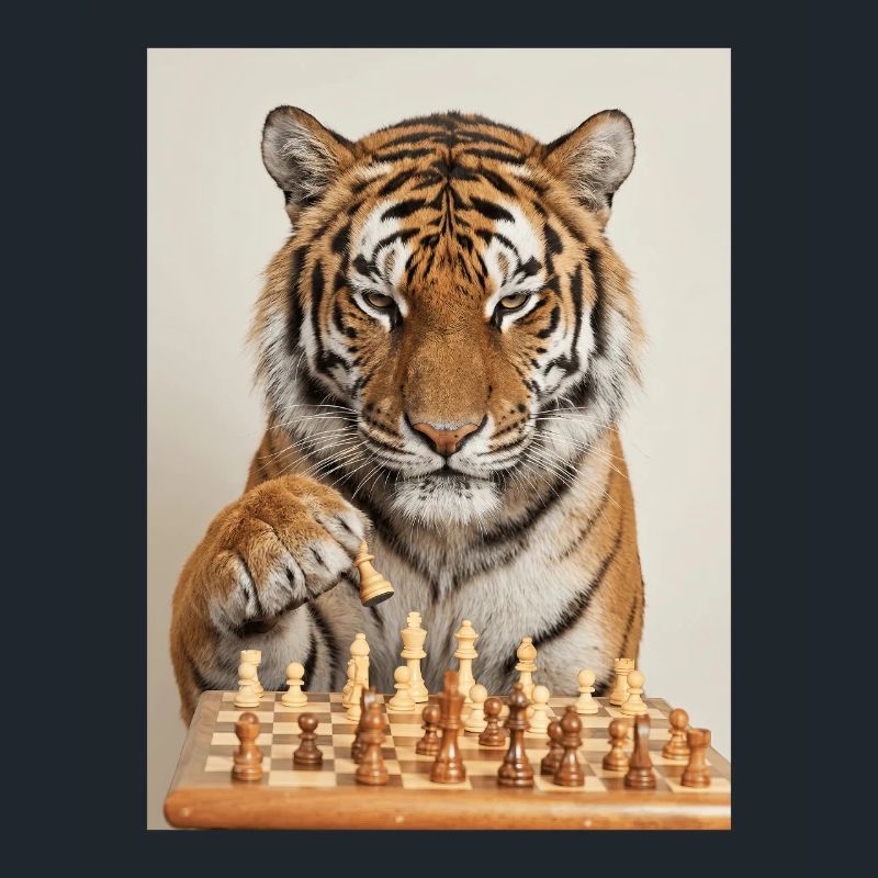 Tiger playing chess