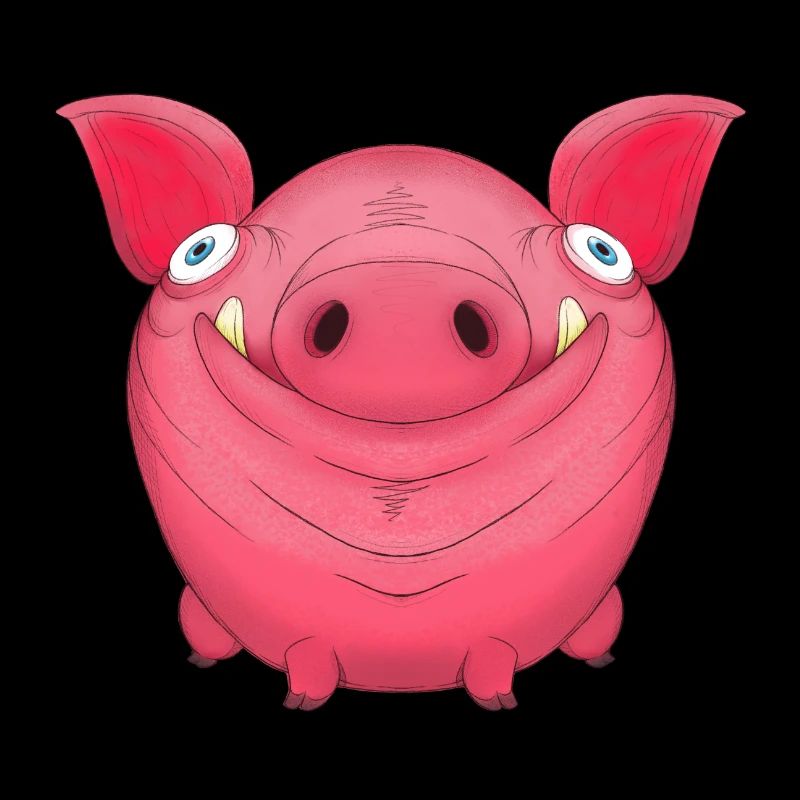Mignon rond dessin animé cochon