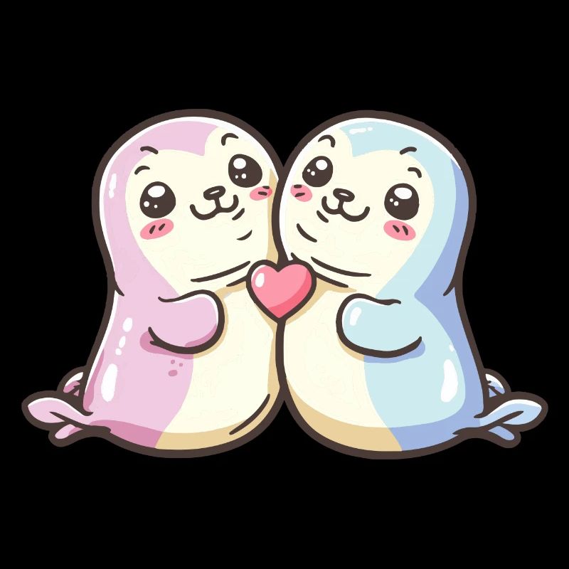 Phoque Couple Amour Saint-Valentin
