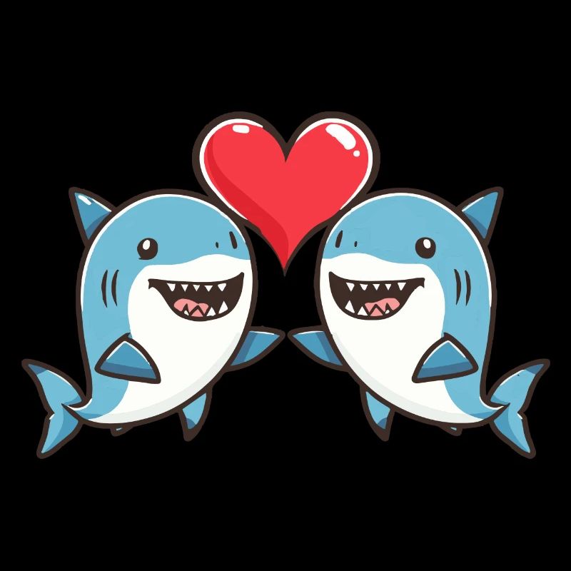 Couple de requins Amour Saint-Valentin