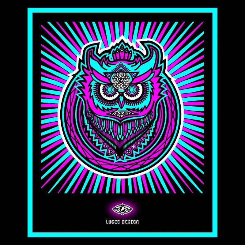 Neon Eule in strahlendem Neonblau