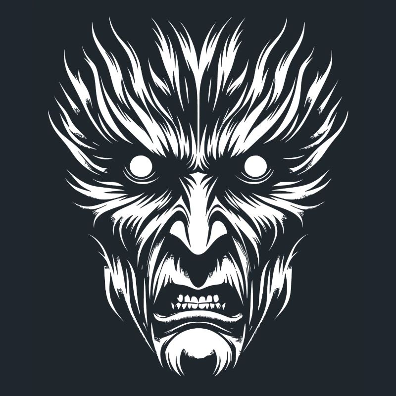 Moon Wolf Face