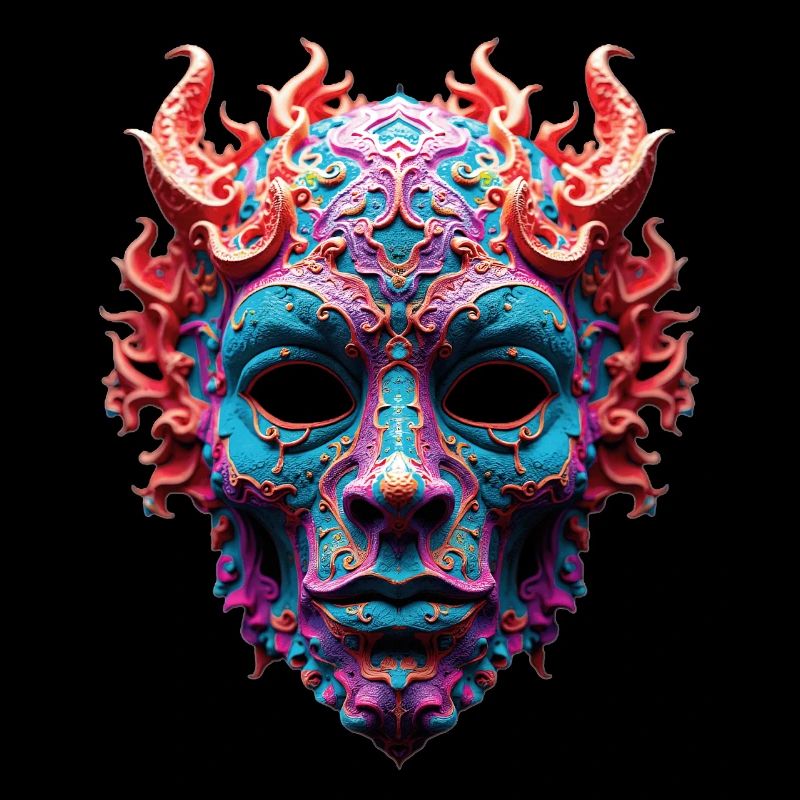 Masque orné de Démon de Feu
