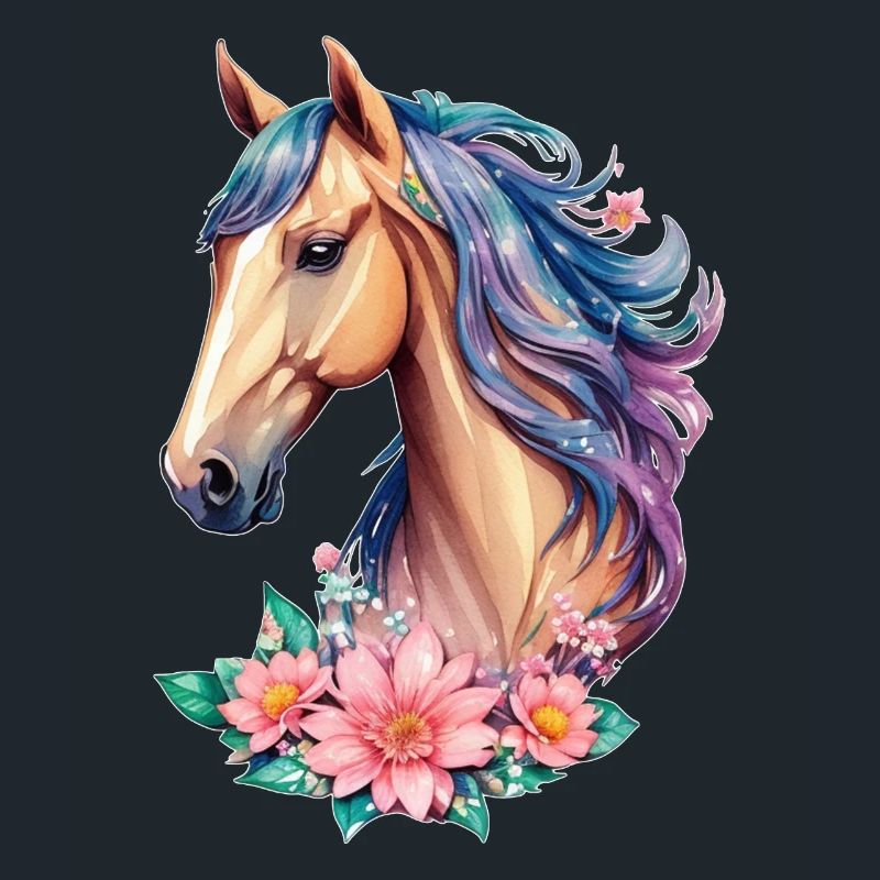 Cheval fleur pour filles dans des tons pastel