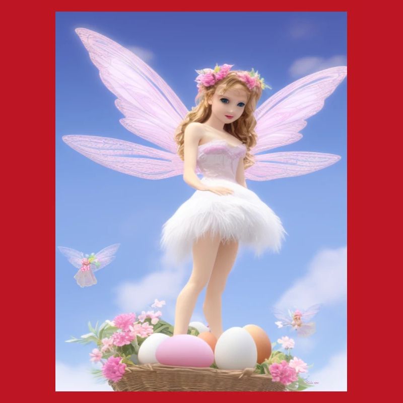 Retro style Pixie on Egg- Easter