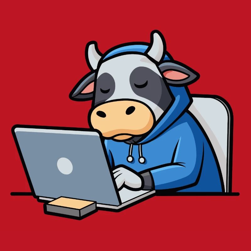 Une jolie vache hacker dort dans un sweat à capuche devant le PC
