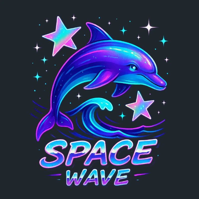 Neon Space Wave Dolphin Design