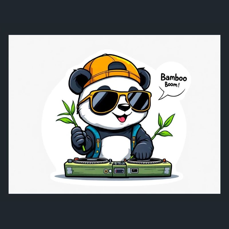 Panda DJ avec Bâtons de Bambou