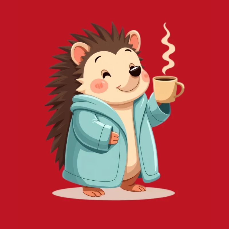 hérisson avec motif de pull de café