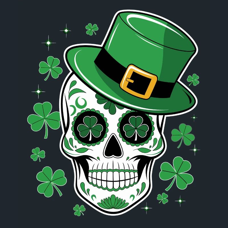 Green skull with St Patrick hat