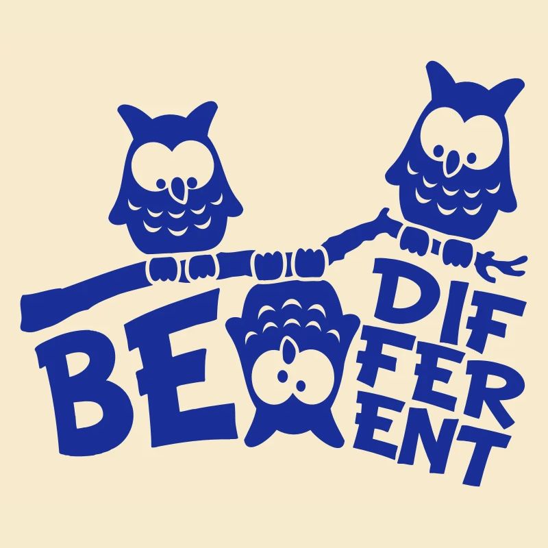 3 Eulen Be Different Spruch verrückt komisch Ast