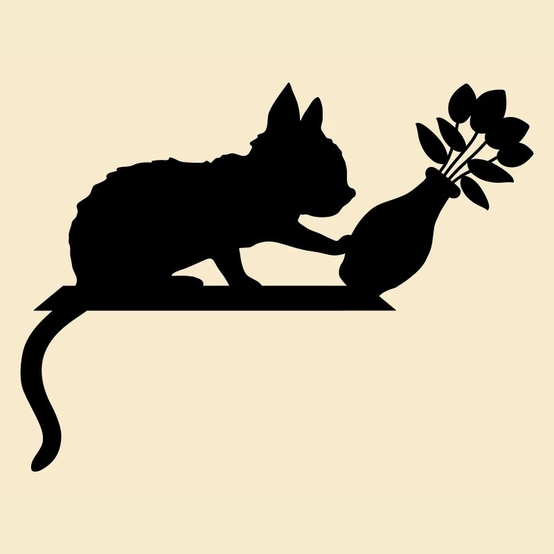 Vase à fleurs renversé sur un chat effronté