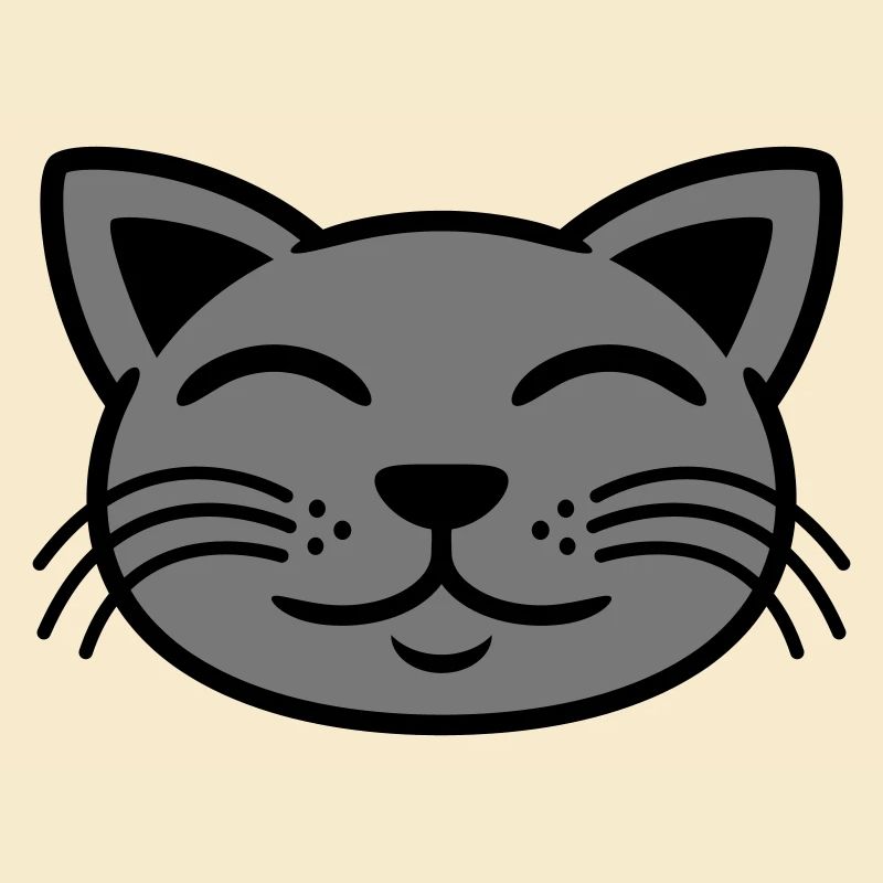 Visage de chat gris heureux
