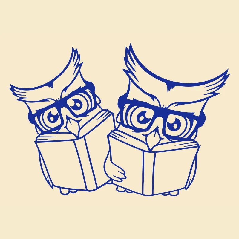 2 Eulen Nerd Duo Geek Buch lesen Uhu Brille schlau