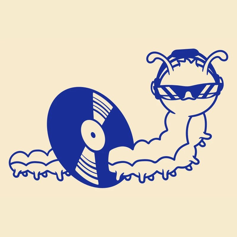Cool DJ Caterpillar Eats Vinyl Music Record Party