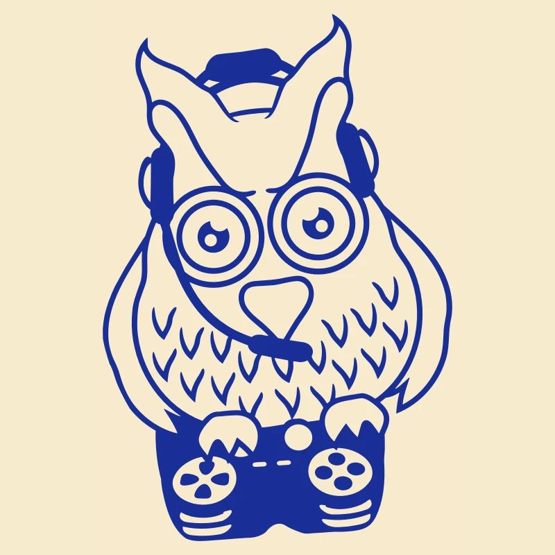 Gamer Eule zocken Spieler Controller Headset Spaß