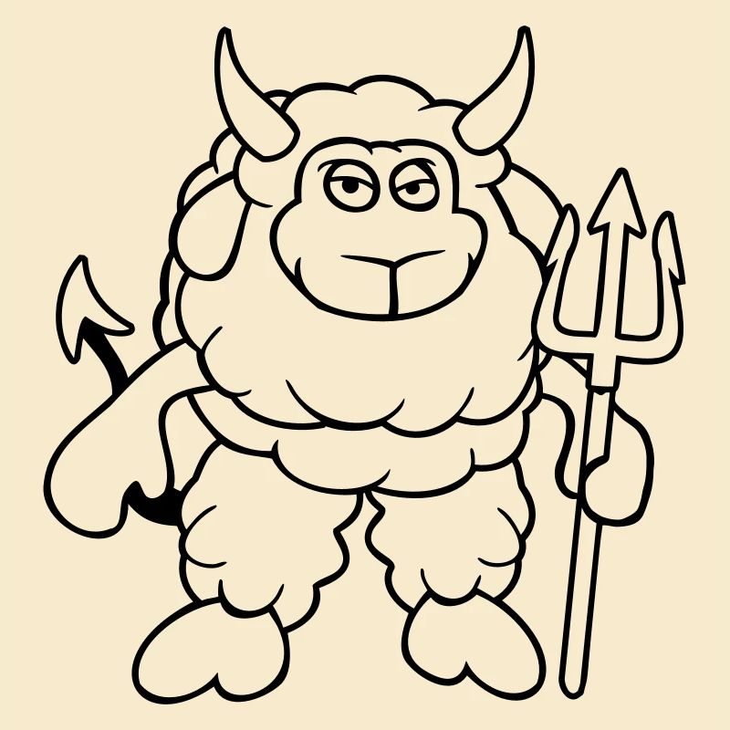 Mouton Diable Satan Enfer Mal Trident Cornes Cool