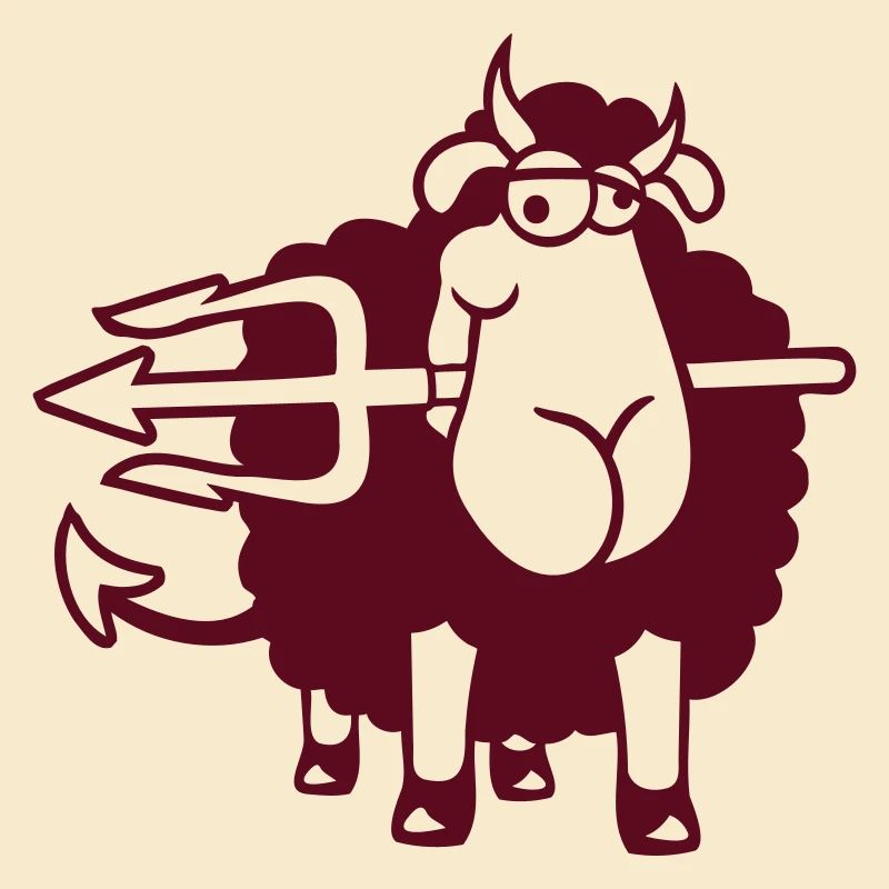 Mouton Diable Satan Enfer Mal Trident Cornes Cool