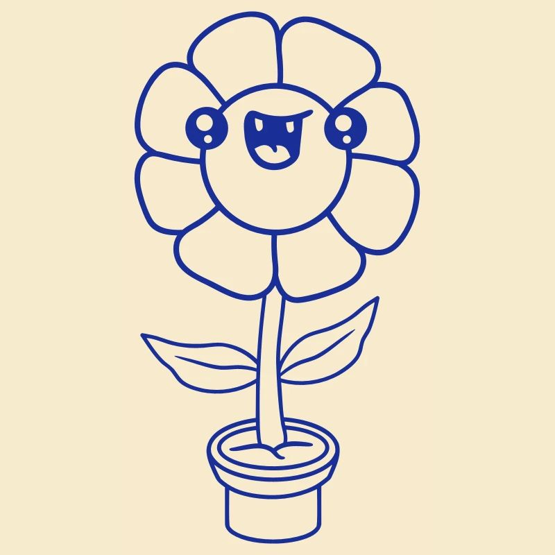 Petit drôle heureux fleur visage pot de fleur