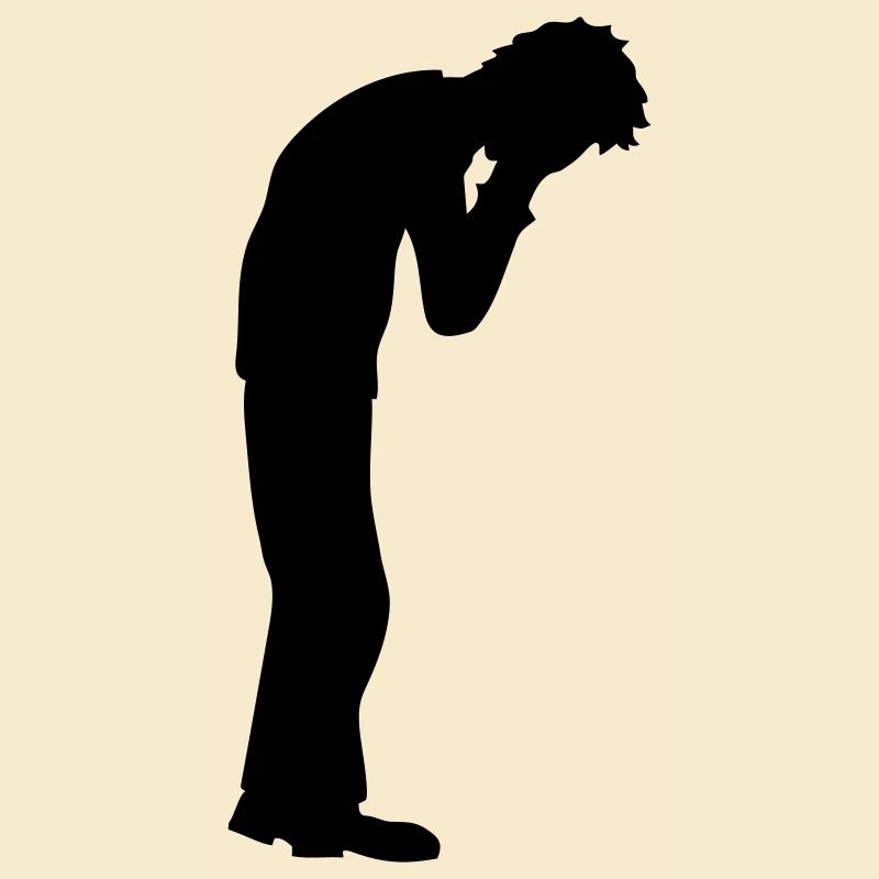 Depression crying standing