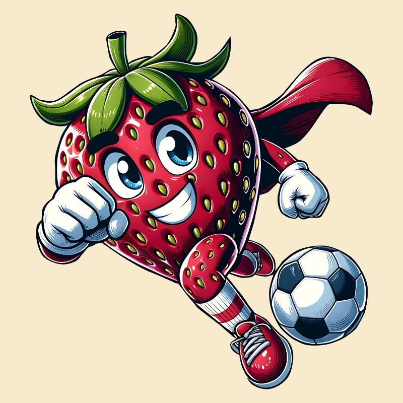 Fußball Erdbeere Superheld Kicker Comic