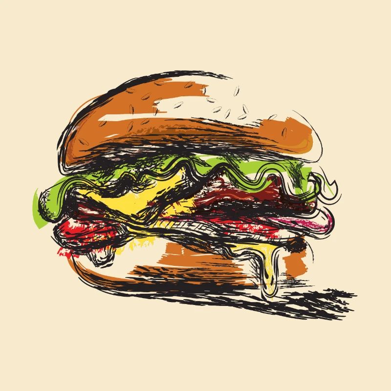 Hamburger-Stuffed Sandwich Poster