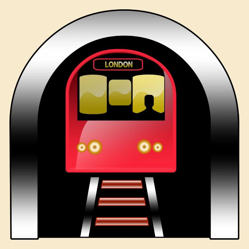 Train rouge de Londres sous arche