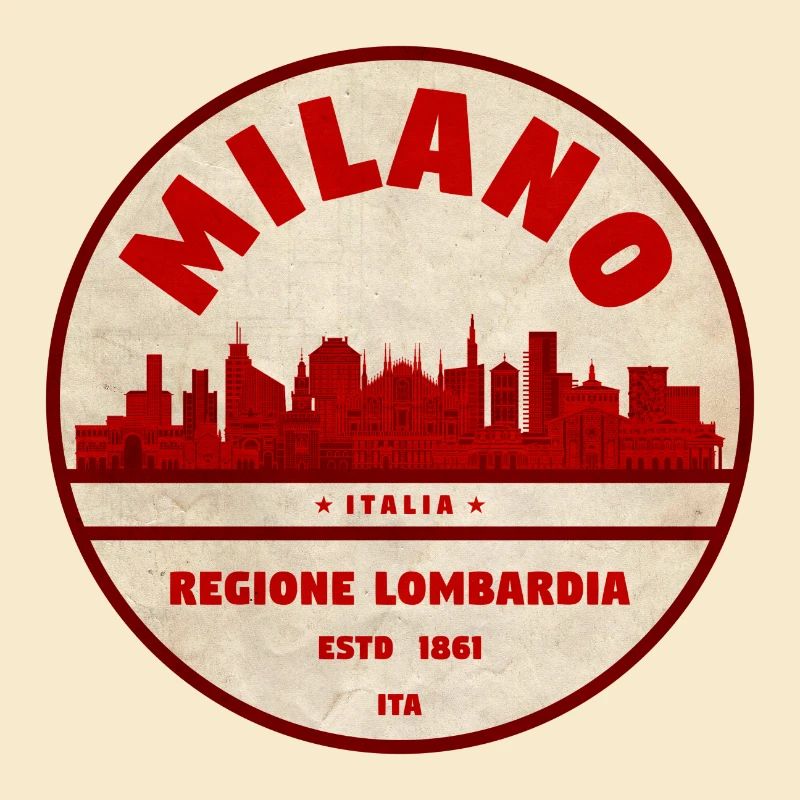 Milan Skyline Retro Badge Lombardy