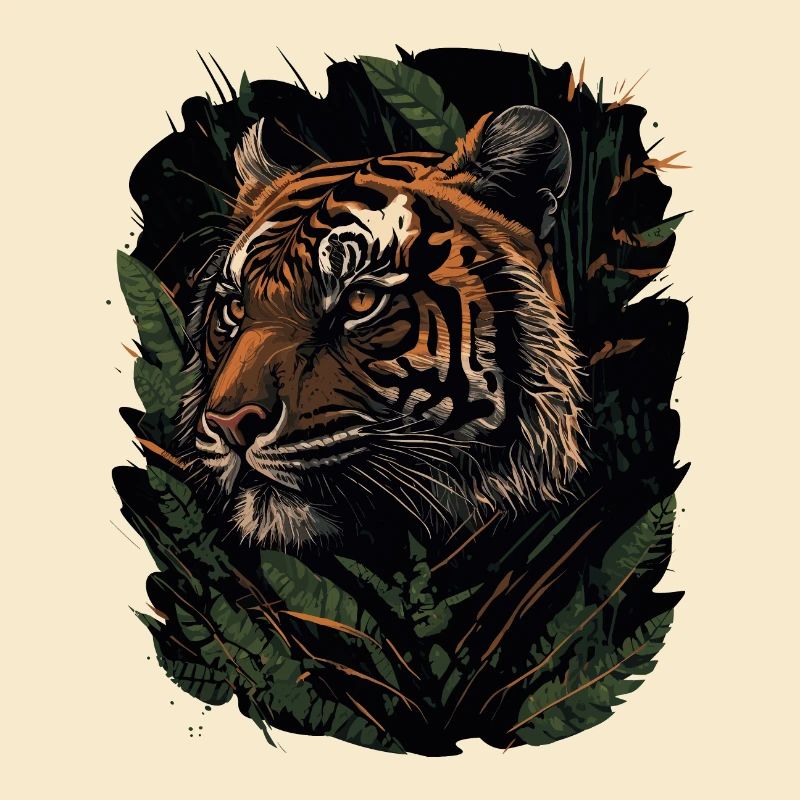 Tigre tapi dans la jungle