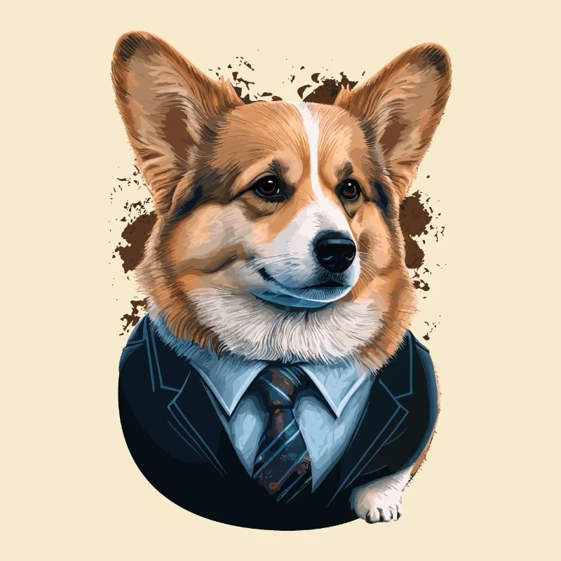 High-class Corgi looks Illustration