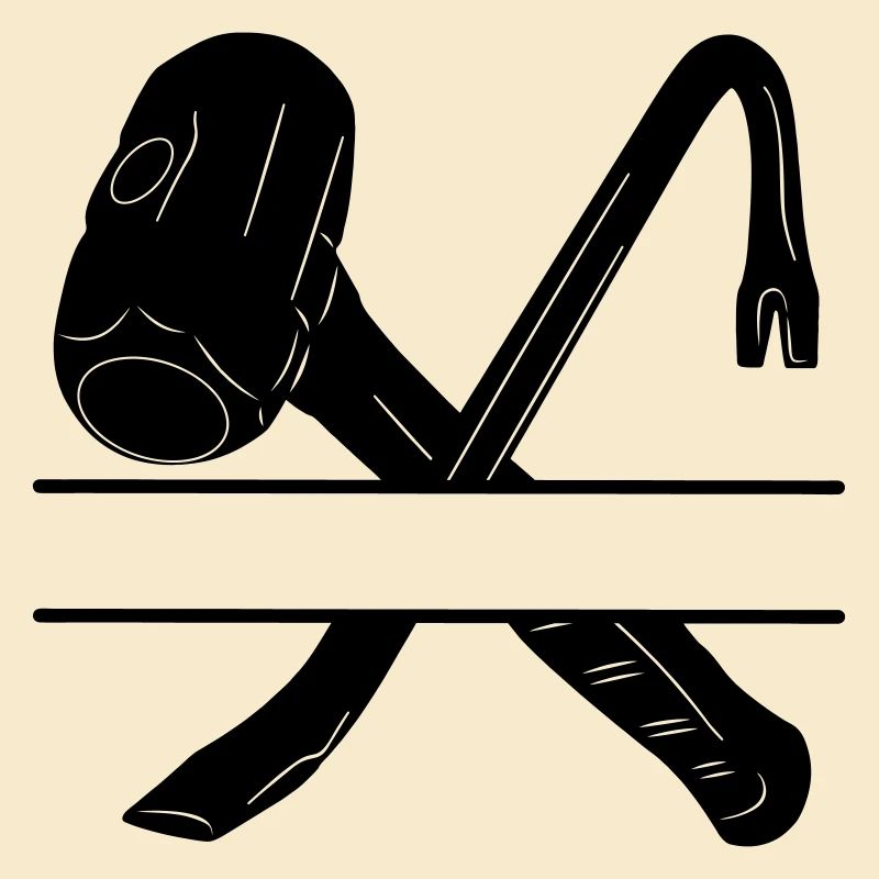 Hammerbrechstange gekreuzt und Monogramm