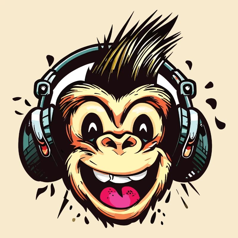 Drôle de singe avec des écouteurs