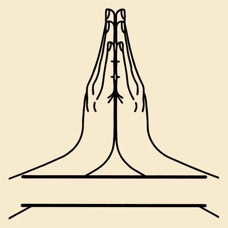 Namaste two hands with text bar.