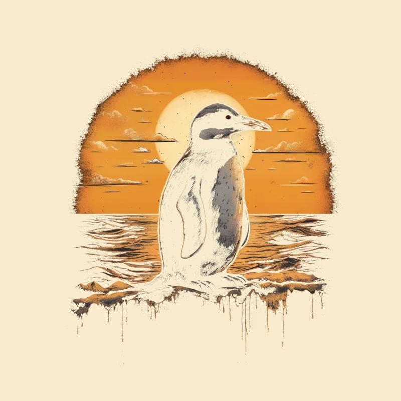 Pingouin au coucher du soleil
