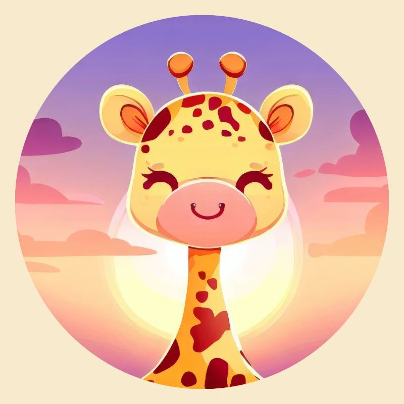 Cute sleeping giraffe in sunset