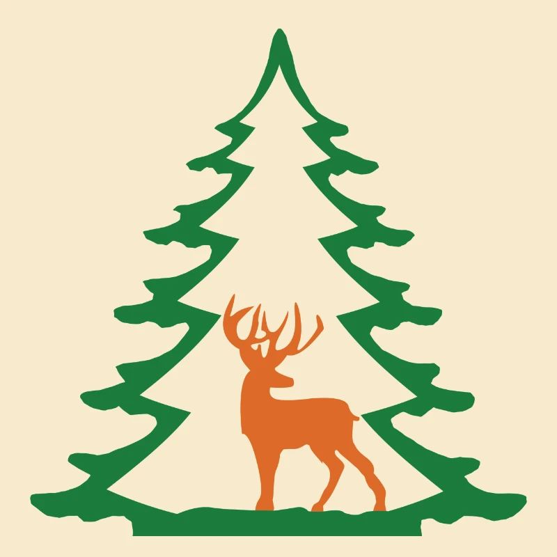 FIR TREE WITH DEER