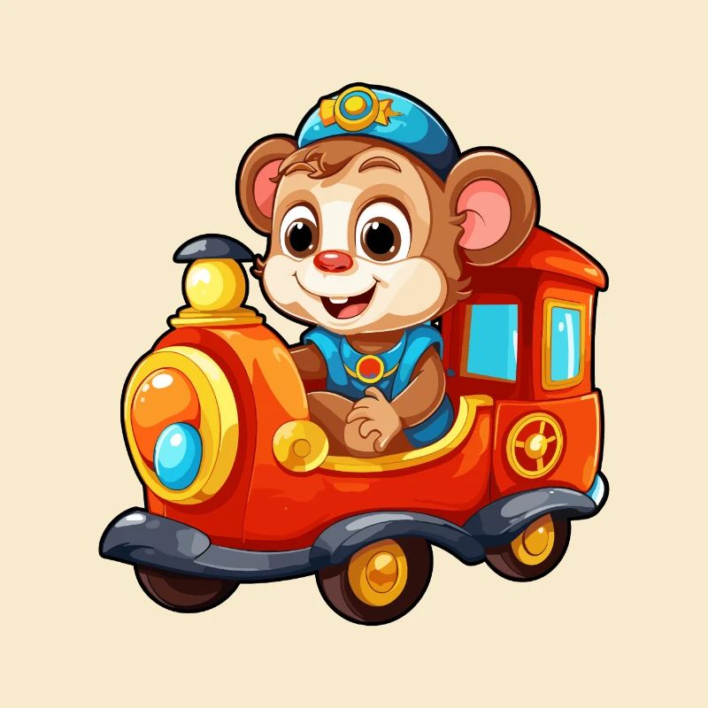 Affe Eisenbahn Schimpanse Affe fährt Eisenbahn
