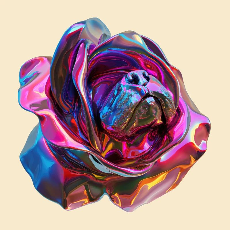 museau de chien dans une rose