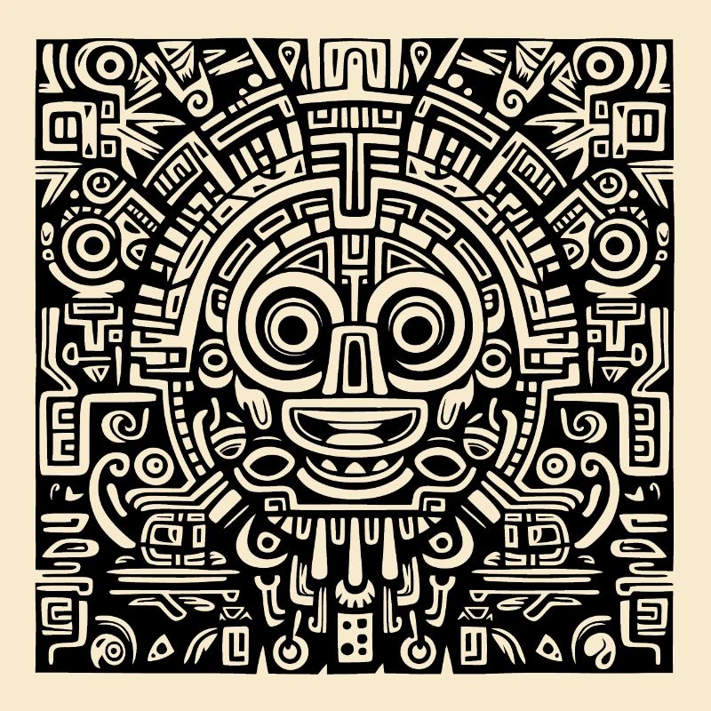Inka, Azteken, Maya Muster, Artwork schwarz