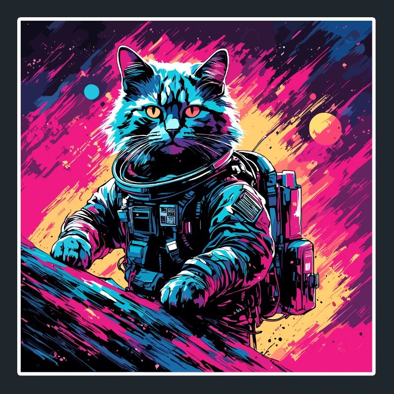 Astronaute / Espace / Chat / Coq / Vaisseau spatial