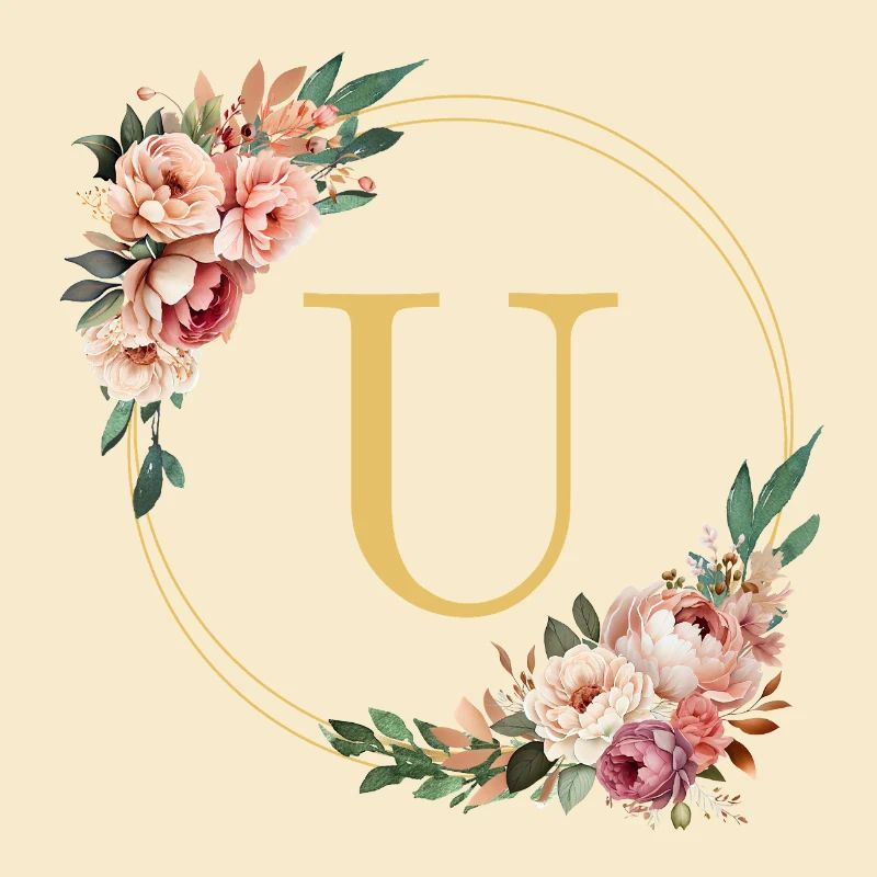 U Monogram, Couronne de fleurs, Personnalisable